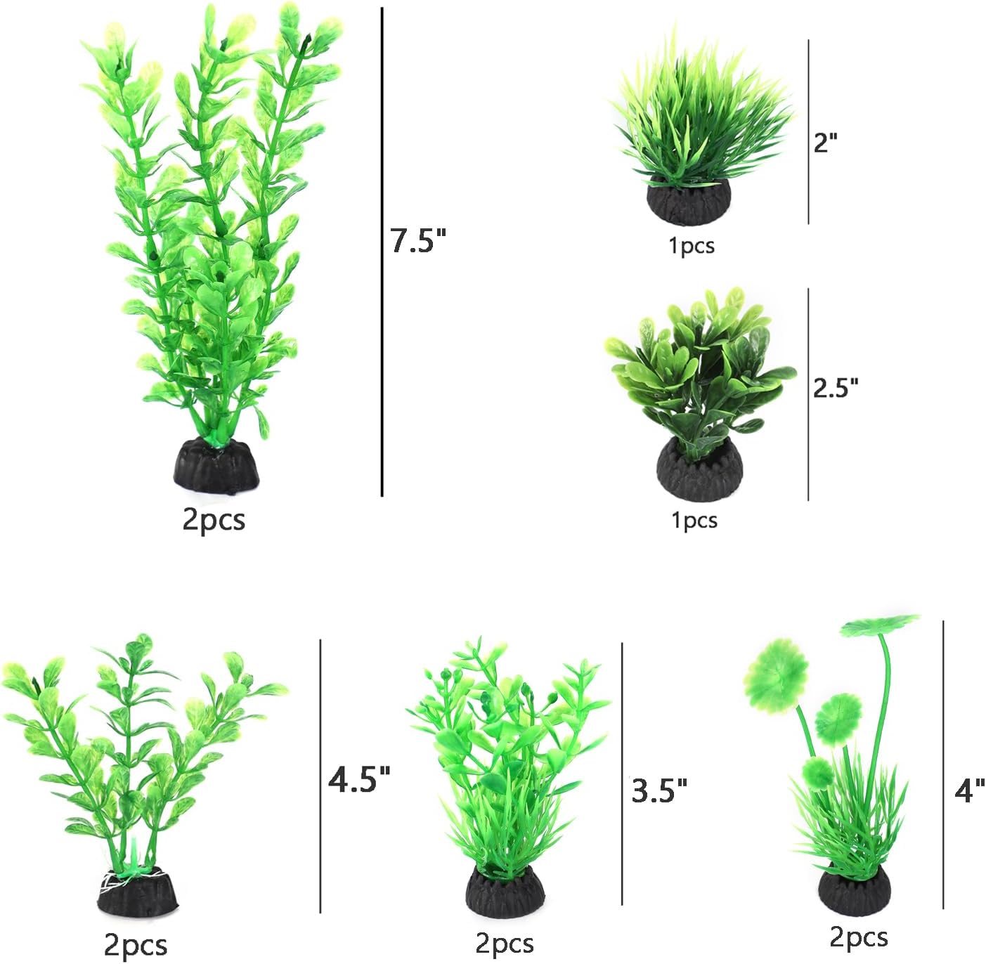 AQUANEAT 10-Pack Artificial Aquarium Plants – Soft Plastic Fish Tank Decor with Ceramic Bases for Freshwater & Saltwater