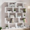 Cozy Castle Set of 2 S-Shaped Geometric Bookcases – 62 inch Tall Modern Bookshelf, 5-Tier Open Display Rack and Room Divider for Home Office, White