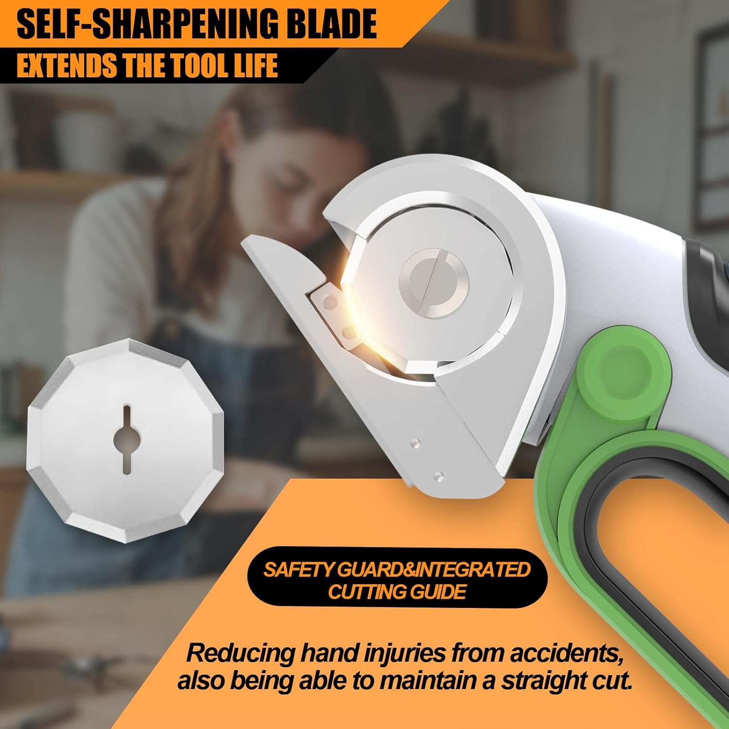 ZEITE 4V Cordless Electric Scissors - Rechargeable Rotary Cutter for Cardboard, Fabric, Carpet, and Hard Materials with Safety Lock, Auto-Sharp Blade & USB Cable (Gray)