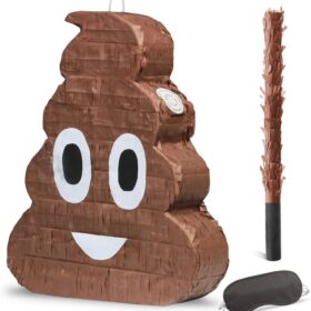 Giant Poop Pinata - Funny Pull String Party Decoration for Kids Birthdays, Cinco de Mayo & Fiesta Games