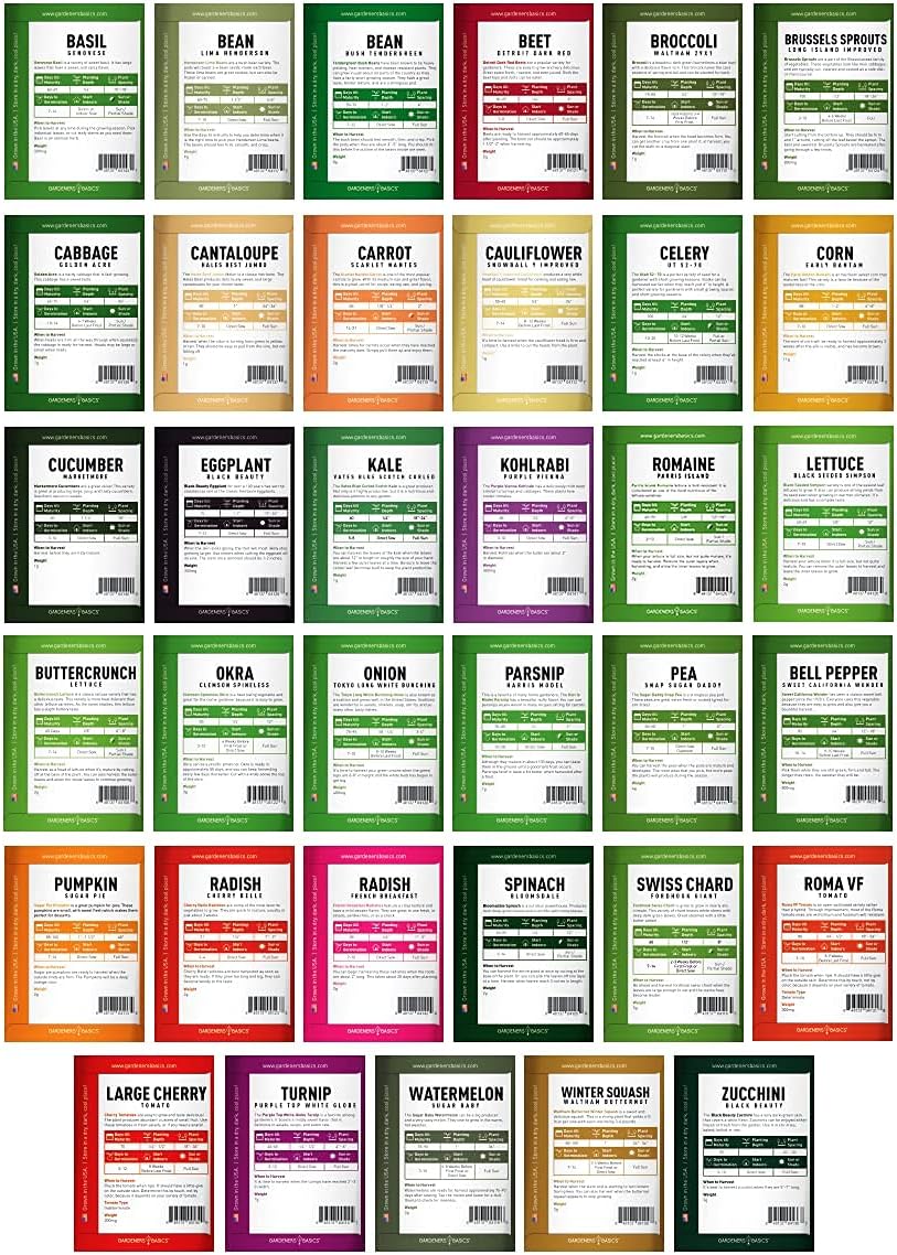 Survival Vegetable Seed Vault: Over 16,000+ Non-GMO Heirloom Seeds for 35 Varieties | Emergency Bugout & Home Gardening Kit with Plant Markers