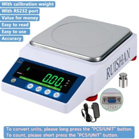 5000g x 0.01g High Precision Lab Analytical Balance Scale, 0.01g Accuracy Digital Scientific Scale with Stainless Steel Pan, LED Display & RS232 Interface for Laboratory, Jewelry & Pharmacy