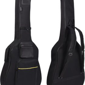 PPOPPO 40/41/42 Inch Acoustic Guitar Gig Bag – 0.35-inch Padded Water-Resistant Oxford Fabric Case with 3 Pockets, Backpack Straps & Rubber Base