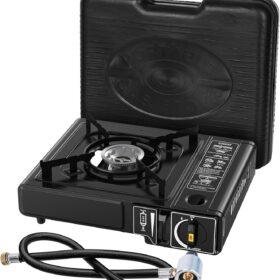 Portable Dual Fuel Camp Stove – 7,800 BTU Butane & Propane Outdoor Camping Stove with Piezo Ignition & Carrying Case