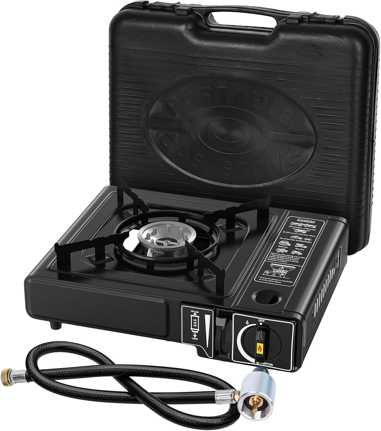 Portable Dual Fuel Camp Stove – 7,800 BTU Butane & Propane Outdoor Camping Stove with Piezo Ignition & Carrying Case