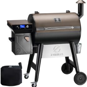 Z GRILLS 7002C Wood Pellet Grill & Smoker with PID 3.0 Controller | 697 sq. in. Cooking Area, Hopper Cleanout & Rain Cover