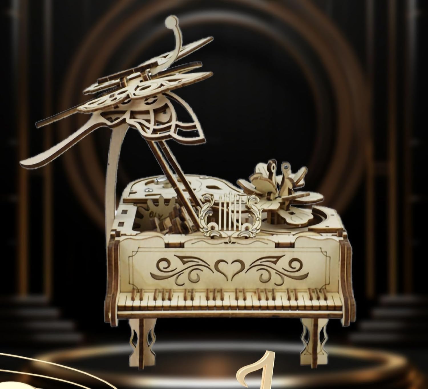 3D Wooden Piano Model Kit – Mechanical DIY Music Box Brain Teaser Puzzle for Adults & Kids (Ages 8+)