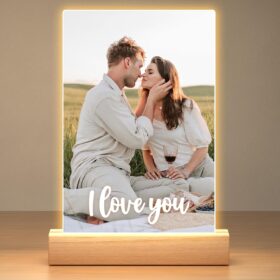 Personalized Light Up Picture Frame - Custom Acrylic Photo Plaque with Night Light Base | Unique Romantic Birthday, Anniversary & Valentine's Day Gift for Couples, Women & Men