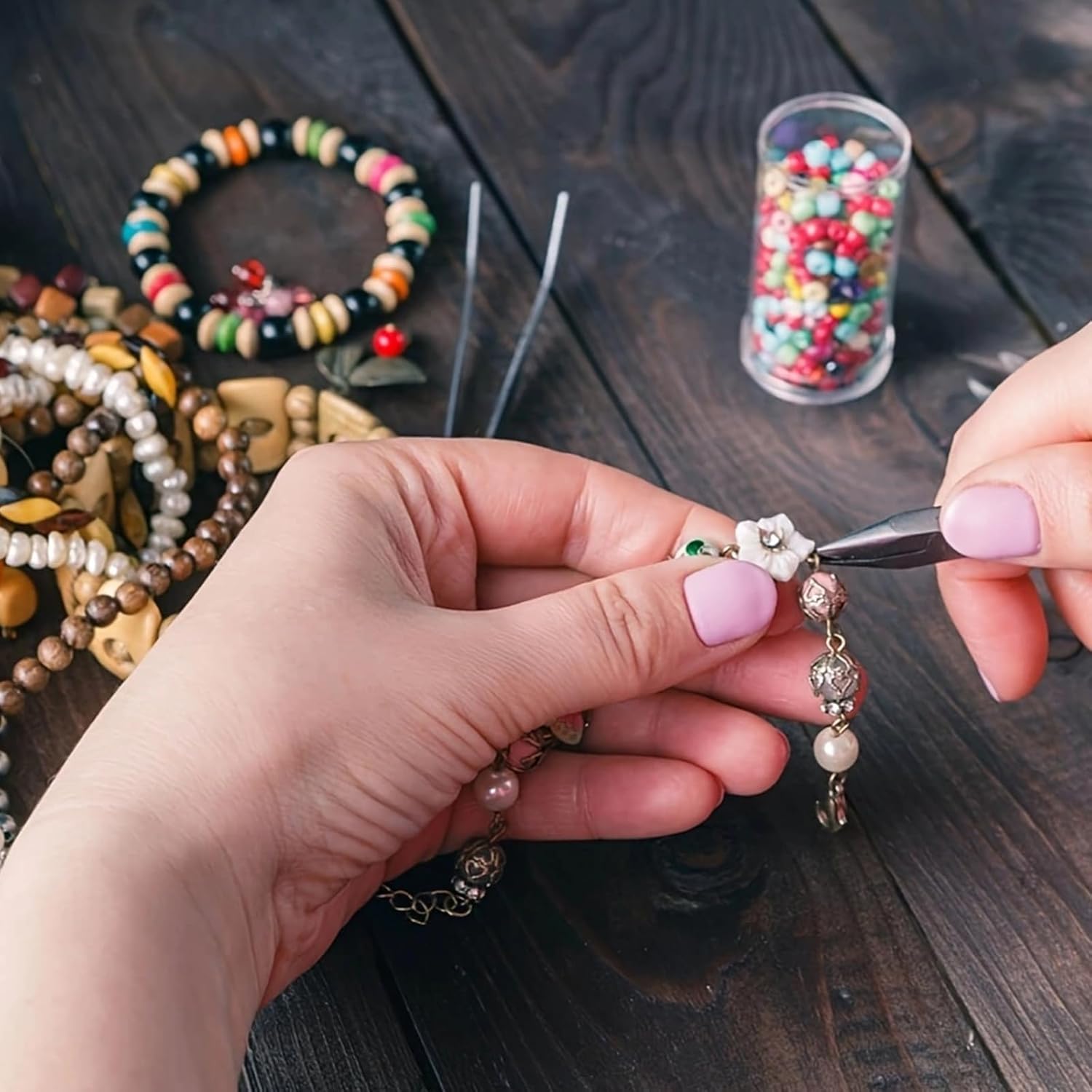 1200-Piece Jewelry Repair Kit – Gold & Silver Jump Rings, Lobster Clasps, Pliers & Organizer Case for DIY Necklace Bracelet Making