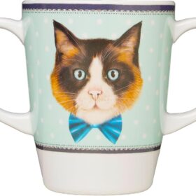 2-Handled Melamine Mug – Lightweight 14oz Drinking Cup with Ergonomic Grip – Ideal Assistive Cup for Seniors, Arthritis, Parkinson’s, & Hand Tremors (Cream/White)