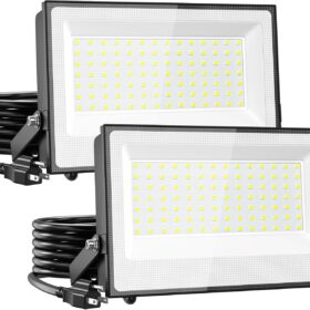 Onforu 120W LED Flood Lights Outdoor (2 Pack) - 12,000LM Super Bright Security Lighting, 6500K Daylight White, IP66 Waterproof with Plug for Yard, Garage, and Stadium