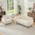 Kingfun Mid-Century Modern Loveseat Set with Accent Chair – Button Tufted Linen Upholstered Sofa & Chair Set for Living Room, Beige