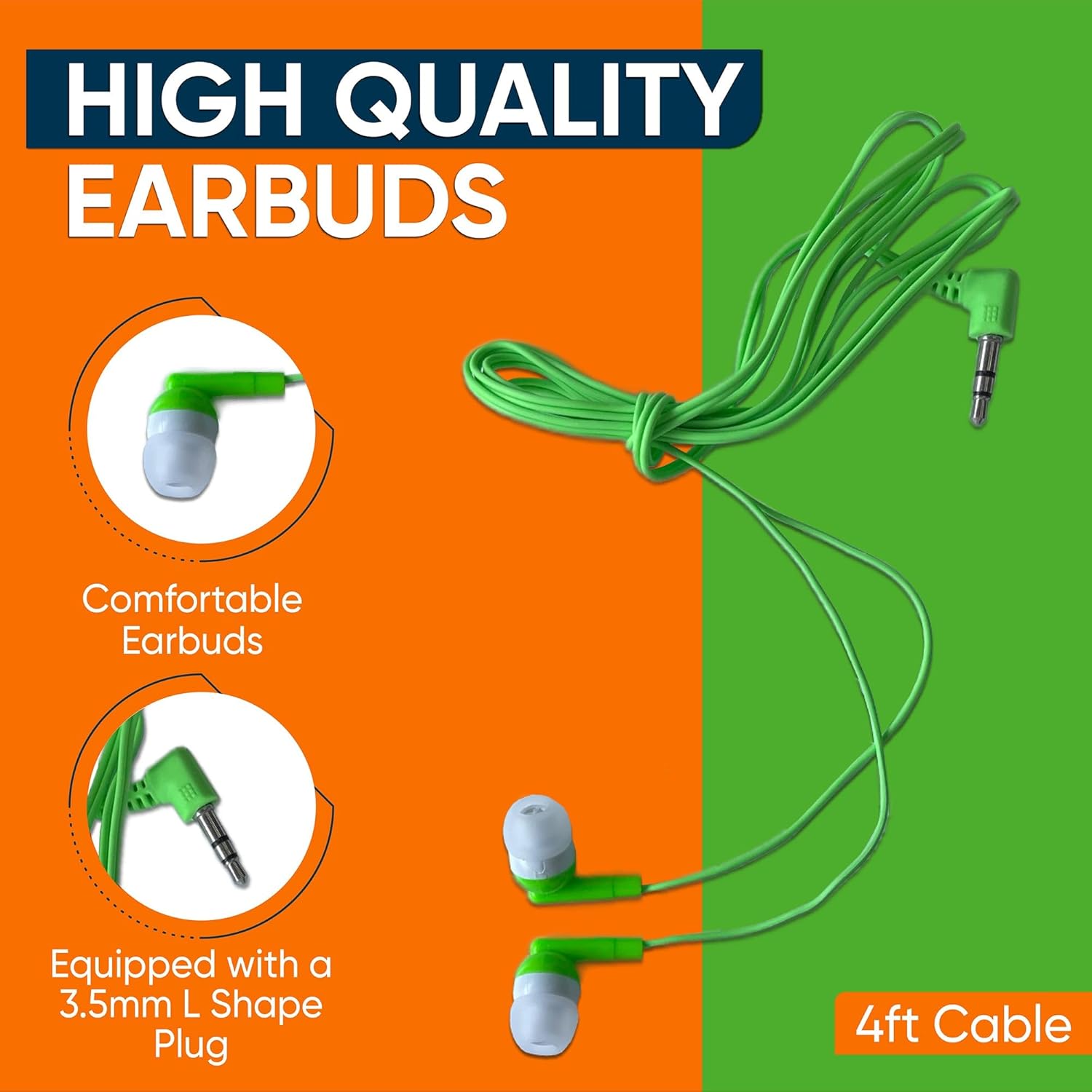 10-Pack Bulk Wired Earbuds with 3.5mm Jack – Durable In-Ear Headphones for Classrooms, Schools, and Kids
