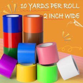 SWRT Rainbow Duct Tape 12-Pack | Heavy Duty Waterproof Colored Tape, 2 inch x 10 Yards, Easy Tear for DIY, Arts, Crafts, and Home Repairs