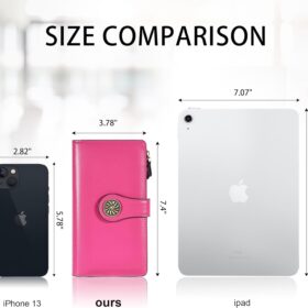 Travelambo Women's RFID Blocking Trifold Wallet - Large Capacity Clutch with 25 Card Slots, ID Window, and Zipper Pocket