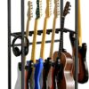5-Guitar Floor Stand Rack with Accessory Shelf – Multi-Instrument Holder for Electric, Acoustic & Bass Guitars – sturdy EVA Padded Display Storage for Home Studio, Stage – Black (GSHB6501)