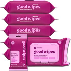 Goodwipes Flushable Butt Wipes - Extra Large, Septic-Safe Adult Wet Wipes with Vitamin E & Aloe - Rosewater Scent (318 Count)