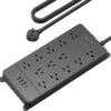 TROND 13-Outlet Surge Protector Power Strip – 4000J Suppression, 4 USB Ports (Including USB-C), Flat Plug & Wall Mountable – Heavy Duty 5ft Extension Cord for Home and Office