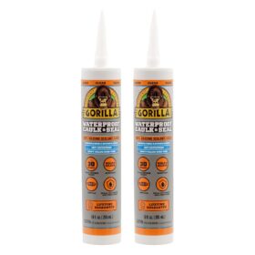 Gorilla 100% Silicone Sealant Caulk, 10 Oz Cartridge, 2-Pack – Waterproof, Mold & Mildew Resistant for Kitchen, Bath, Windows, Doors & Marine