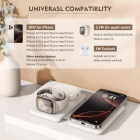 3-in-1 Foldable Magnetic Wireless Charging Station for iPhone 16, 15, 14, 13, 12, Apple Watch & AirPods - Portable Fast Charger Dock