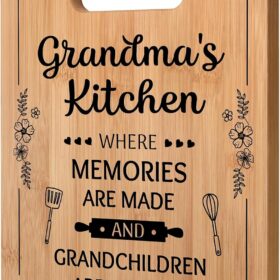 Grandma Gifts Bamboo Cutting Board - Heartfelt Engraved Quote Present for Birthday, Christmas & Mother's Day from Granddaughter & Grandson - Decorative Kitchen Charcuterie Board (11 x 8.5 Inch)