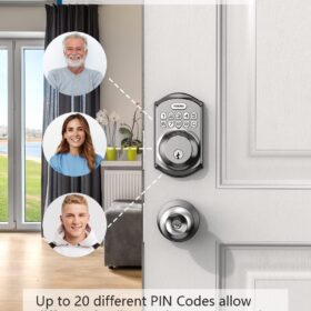 TEEHO TE001 Electronic Keypad Deadbolt - Keyless Entry Door Lock with Auto Lock, IP54 Weatherproof, Easy Installation - Satin Nickel