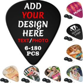 Personalized Guitar Picks – Custom Photo & Text 6-Piece Set | 0.46mm Thin Ultex | Double-Sided Printed Gifts for Musicians