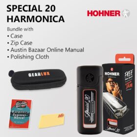 Hohner Special 20 Diatonic Harmonica - Key of C, Value Bundle with Zippered Case, Instruction Book & Polishing Cloth