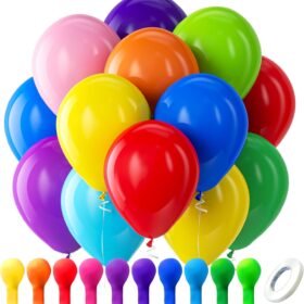 Bezente 100-Piece Rainbow Latex Balloons – Premium 12-Inch Helium Quality Bright Color Party Pack for Weddings, Birthdays & Celebrations