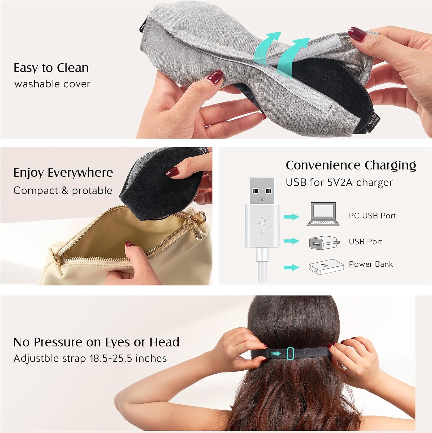YFONG Heated Eye Mask for Dry Eyes - Electric Warm Compress with 3 Heat Settings & Auto Timer, Washable USB Eye Mask for Migraines, Stye, Blepharitis, and Eye Strain Relief