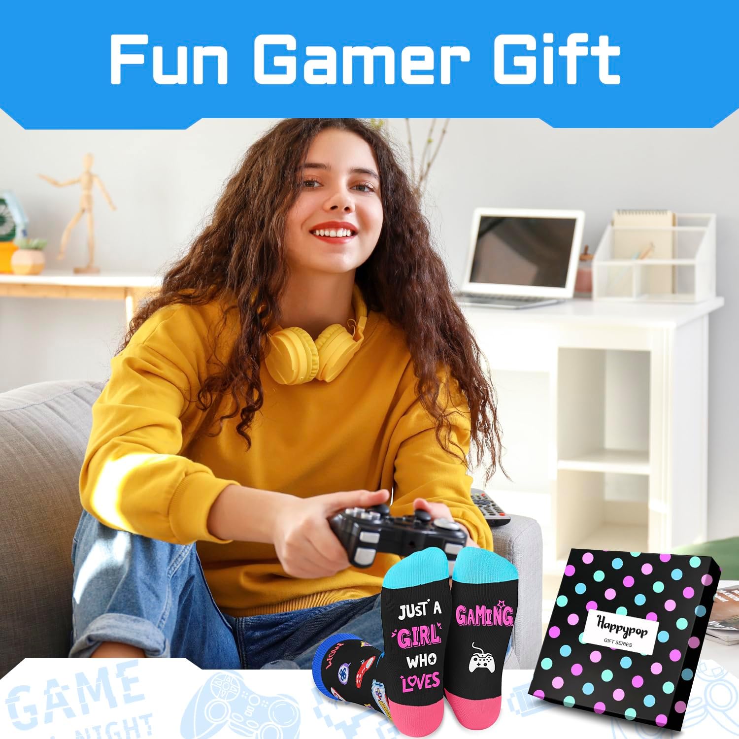 Women's Novelty Crew Socks - Cute Horror Movie & Gamer Gifts for Girls