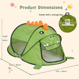 FOURSJOY Dinosaur Pop Up Play Tent for Kids – Portable, Foldable Indoor & Outdoor Playhouse with Carry Bag
