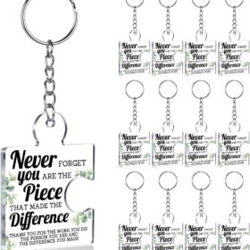 Bulk Employee Appreciation Gifts – Teamwork Puzzle Piece Acrylic Keychains – Unique Thank You Gifts for Staff, Coworkers, & Office Teams