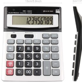 Heavy Duty 12-Digit Desktop Calculator with Large LCD Display – Solar & Battery Powered, Big Button Design for Office, Business & Accounting