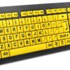 BOOGIIO Large Print High Contrast USB Keyboard – Yellow & Black Wired Keyboard for Visually Impaired, Elderly, and Low Vision Users (104-Key Layout)