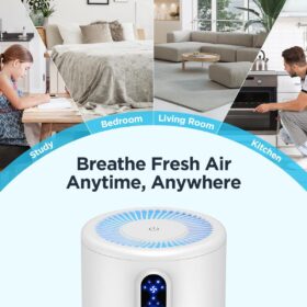 MOOKA H13 True HEPA Air Purifier for Large Rooms – 1076 Sq Ft Coverage, Air Cleaner for Smoke, Dust, Pollen, Pet Dander & Odors, Ultra-Quiet with Night Light, White (B-D02L)