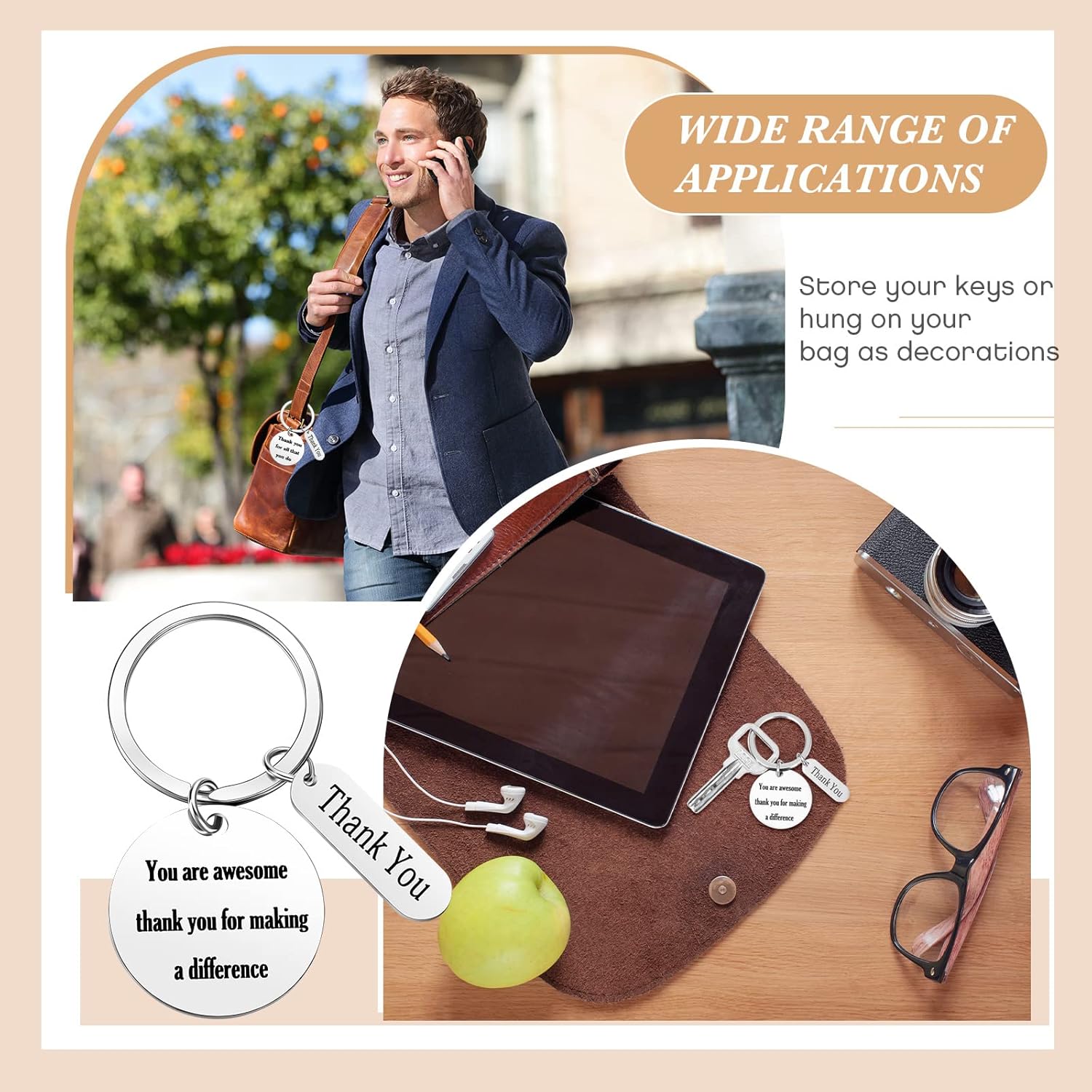 Yinkin 72-Piece Bulk Employee Appreciation Gift Set – Motivational Keychains for Staff, Graduation, and Team Events