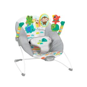 Bright Starts Playful Paradise Bouncer Seat with Soothing Vibrations, Toy Bar & Safety Harness - Unisex