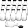 Kingrol 16-Pack 8oz Glass Bottles with Caps - Airtight, Wide Mouth Storage for Hot Sauce, Dressing, Oil & Beverages