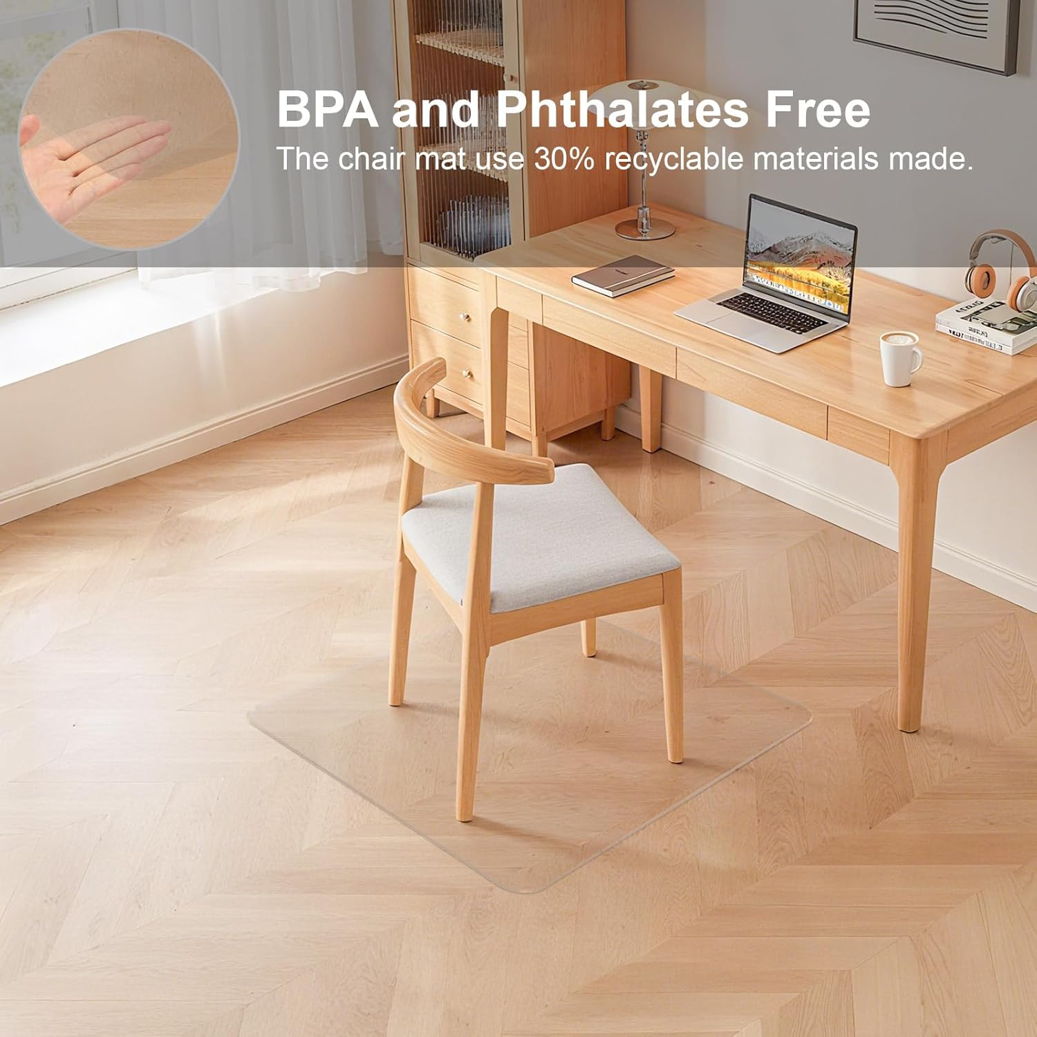 20" x 24" Office Chair Mat for Hardwood Floors – Slip-Resistant Hard Wood Floor Protector, Smooth Glide for Rolling Chairs (Not for Carpet)