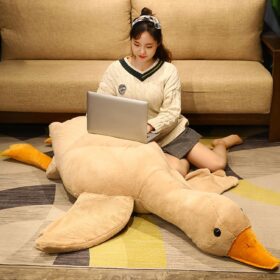 Giant 20-Inch Fat Goose Stuffed Animal - Ultra-Soft Plush Duck Pillow & Hugging Toy for Kids & Adults - Birthday, Valentine's & Room Decor (Brown)