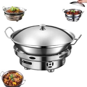 Portable Windproof Alcohol Stove & Pot Set - 2026 Upgrade Stainless Steel Camping Cookware with Adjustable Flame & Anti-Slip Base