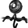 AMACOOL Portable Rechargeable Clip-On Fan for Strollers, Car Seats & Travel - Flexible Tripod, LED Light & Ultra-Quiet Motor