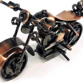 Pretties Vintage Iron Motorcycle Model - Retro Bronze Desk Decor, Unique Gift for Men, Riders, Dads & Sons