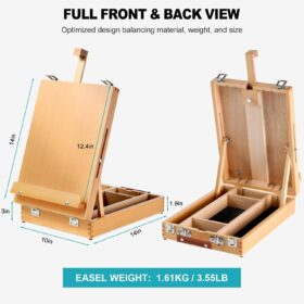 Portable Beechwood Tabletop Easel with Storage - Adjustable Sketchbox Painting Stand for Artists & Beginners