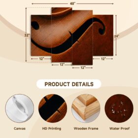 Modern Viola Close Up 4 Panel Canvas Wall Art - Premium Framed Musician Decor for Living Room & Home