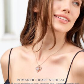 Beam & Bask 2-3 Ct Moissanite Heart Necklace for Women - 18K Gold Plated 925 Sterling Silver Romantic Heart Pendant Jewelry Gift for Wife, Girlfriend & Mom
