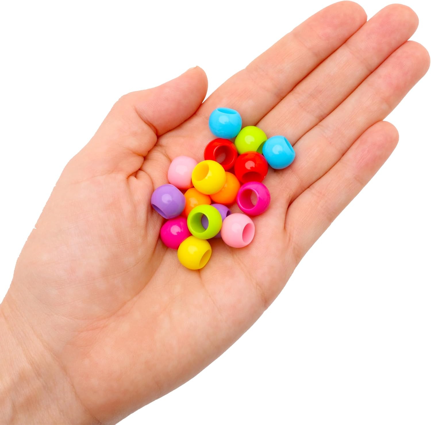 300Pcs Acrylic Large Hole Beads 10mm x 12mm - 5.7mm Wide Hole Barrel Beads for Hair Braids, Bracelets & DIY Crafts