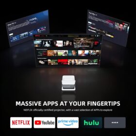 Phigeek Mini Projector with WiFi 6, Bluetooth 5.2 & Auto Keystone - Portable 4K Supported Smart Projector for Home Theater, Camping, and Ceiling Projection