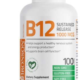 Bronson Vitamin B12 1000 mcg Sustained Release Tablets | Supports Energy, Brain Function & Nervous System Health | Vegan, Non-GMO & Gluten Free | 100 Count